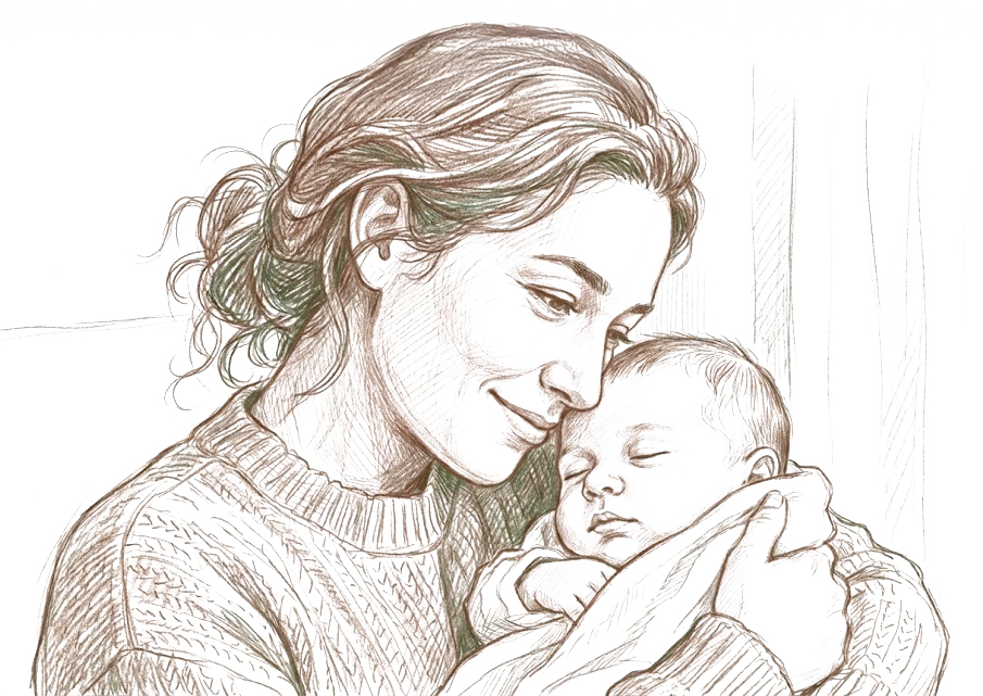 Mother holding baby
